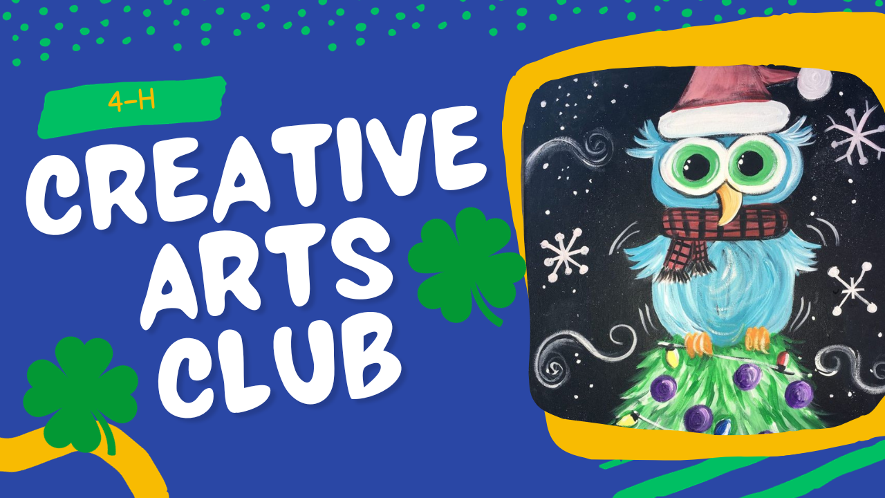 Flyer with acrylic painted Christmas owl