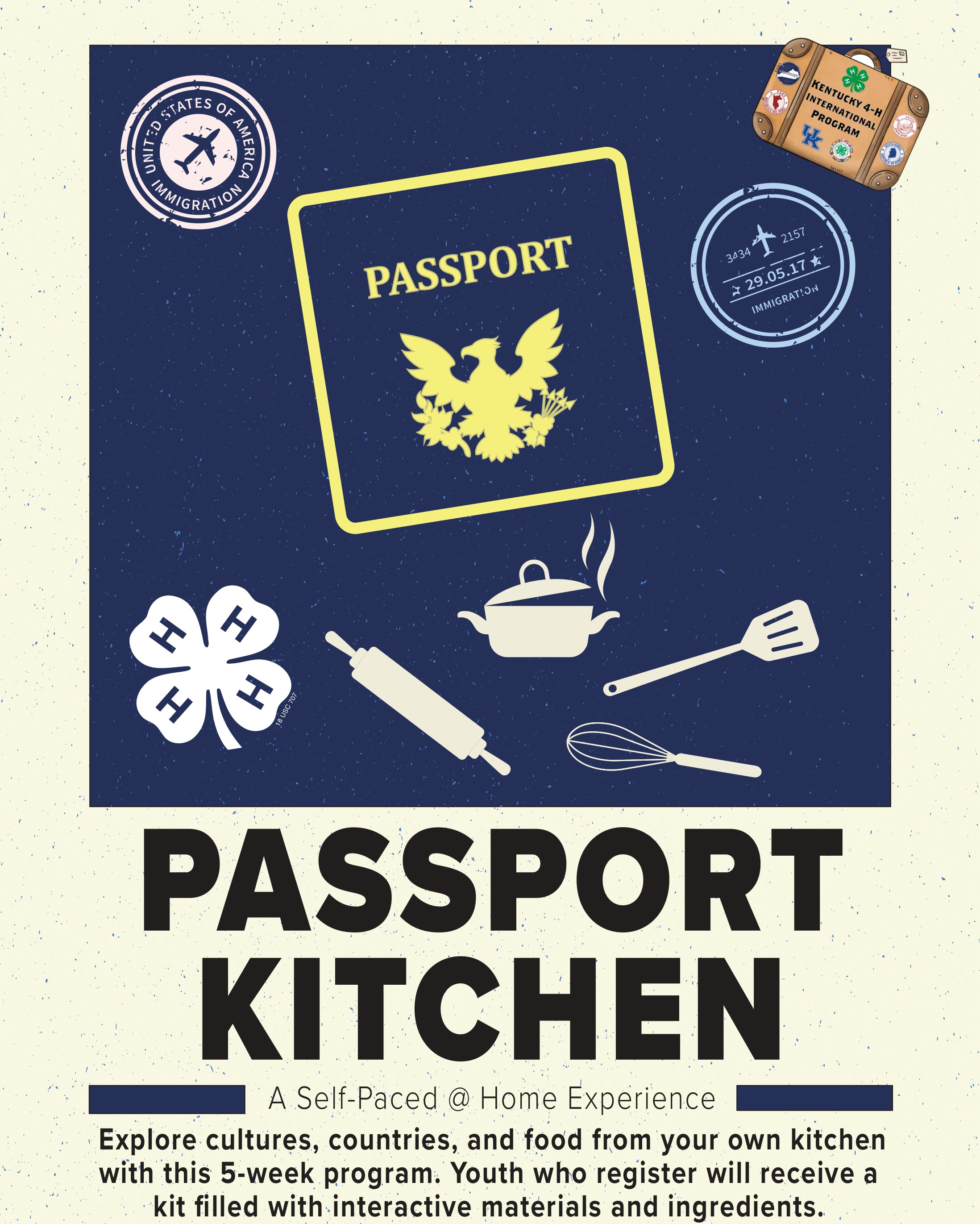 Passport with cooking utensils on the cover