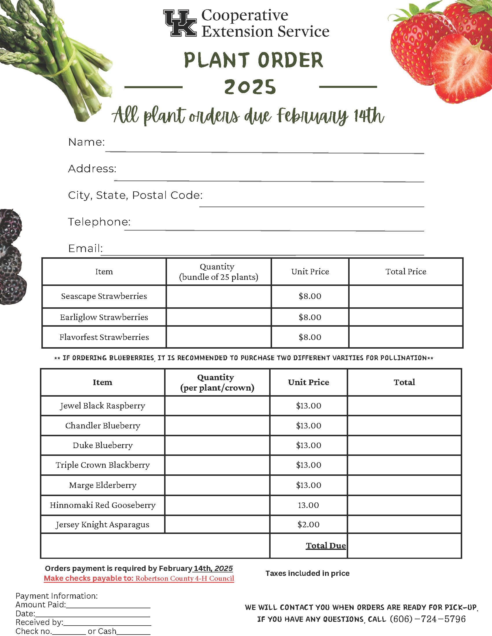 Plant order form