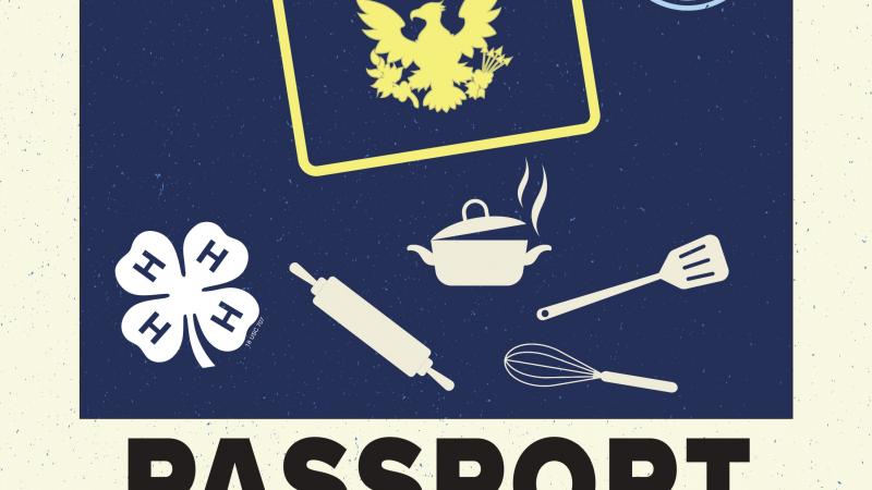 Passport with cooking utensils on the cover